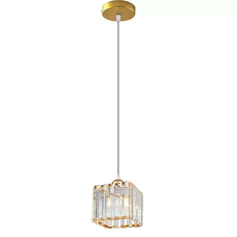 Crystal Cage Lamp Shade – Easy Fit with Reducer Ring - Gold, with T45 LED Bulb 4W (WCCY1SQ), Single