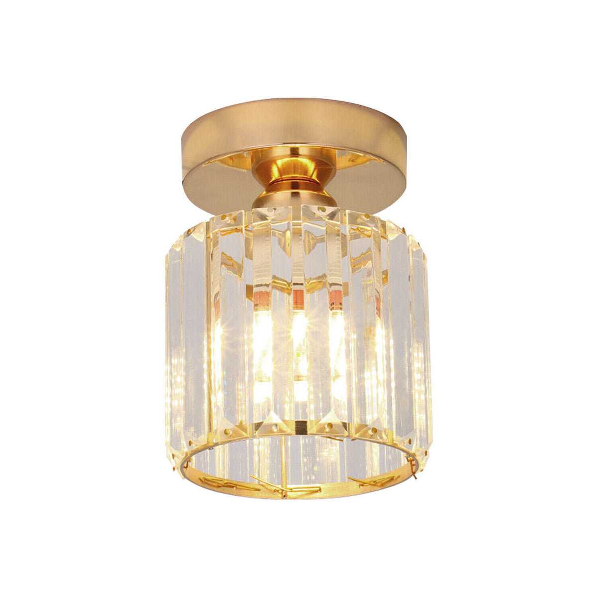 Crystal Cage Lamp Shade – Easy Fit with Reducer Ring - Gold, with T45 LED Bulb 4W (WCCYRO), Pack of 2