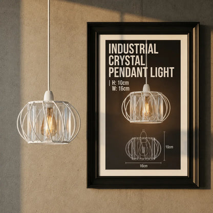 Crystal Cage Lamp Shade – Easy Fit with Reducer Ring - White, 16 cm, Single