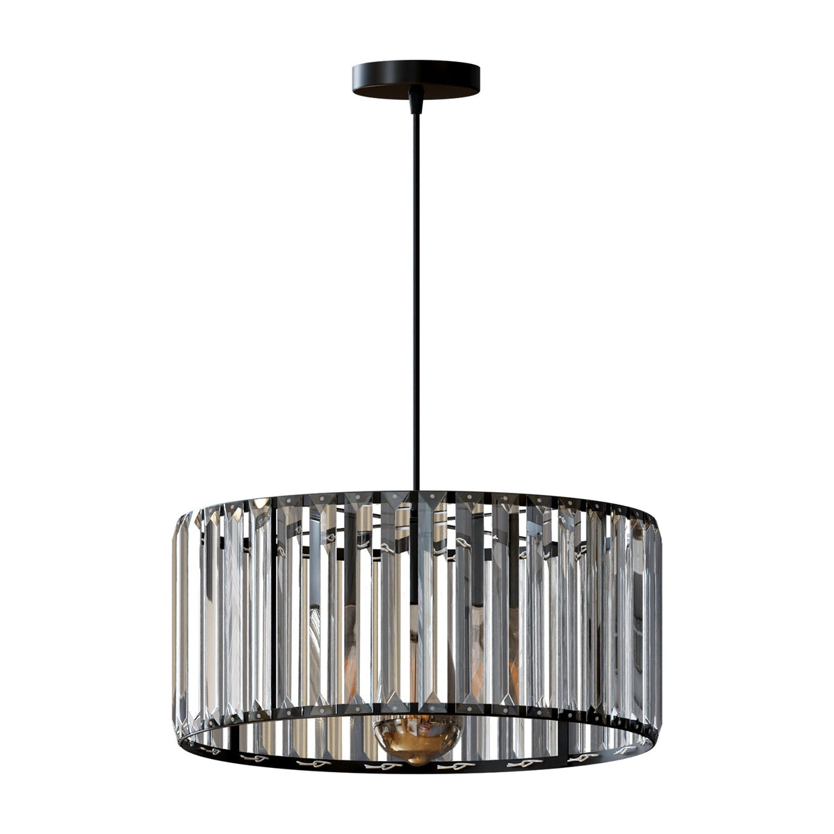 Crystal Drum Pendant Light – 12, 20 or 30 cm, Black or Gold - photo 10