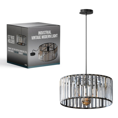 Crystal Drum Pendant Light – 12, 20 or 30 cm, Black or Gold - photo 11