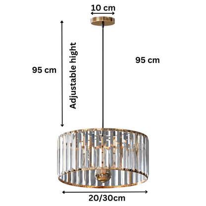 Crystal Drum Pendant Light – 12, 20 or 30 cm, Black or Gold - photo 2