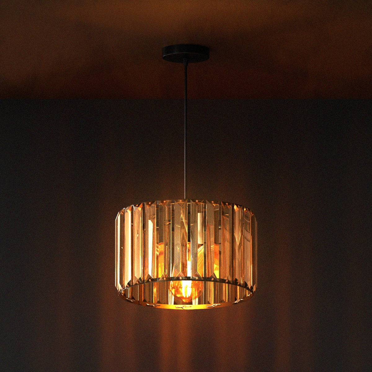 Crystal Drum Pendant Light – 12, 20 or 30 cm, Black or Gold - photo 4