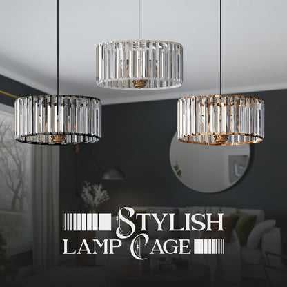 Crystal Drum Pendant Light – 12, 20 or 30 cm, Black or Gold - photo 5