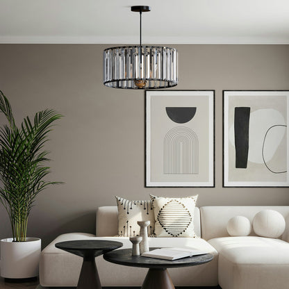 Crystal Drum Pendant Light – 12, 20 or 30 cm, Black or Gold - photo 6