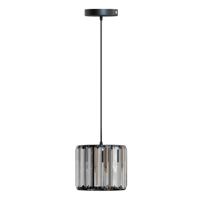 Crystal Drum Pendant Light – 12, 20 or 30 cm, Black or Gold - Black, Crystal Drum 12 cm, Black, Without Bulb