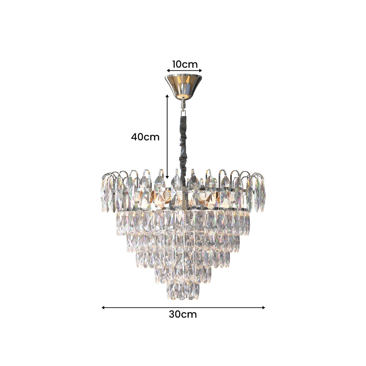 Crystal Lamp Shade - 30 cm (LSCA300), Chrome, Single