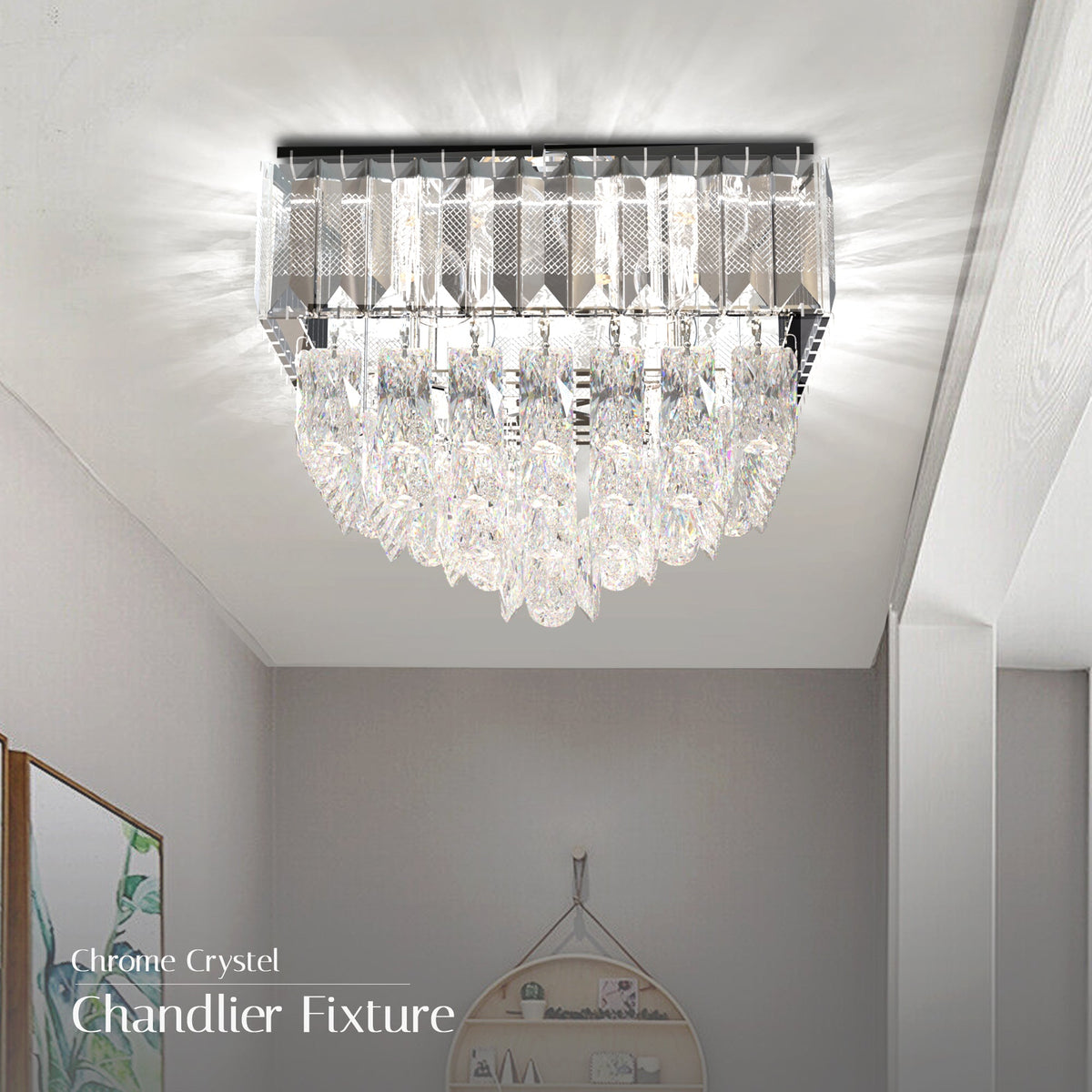 Crystal Lamp Shade - 30 cm with ST64 Bulb, Clear, Single