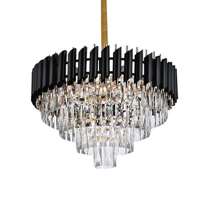 Crystal Lamp Shade - 40 cm with C35 LED Bulb 4W, Black Frame, Single