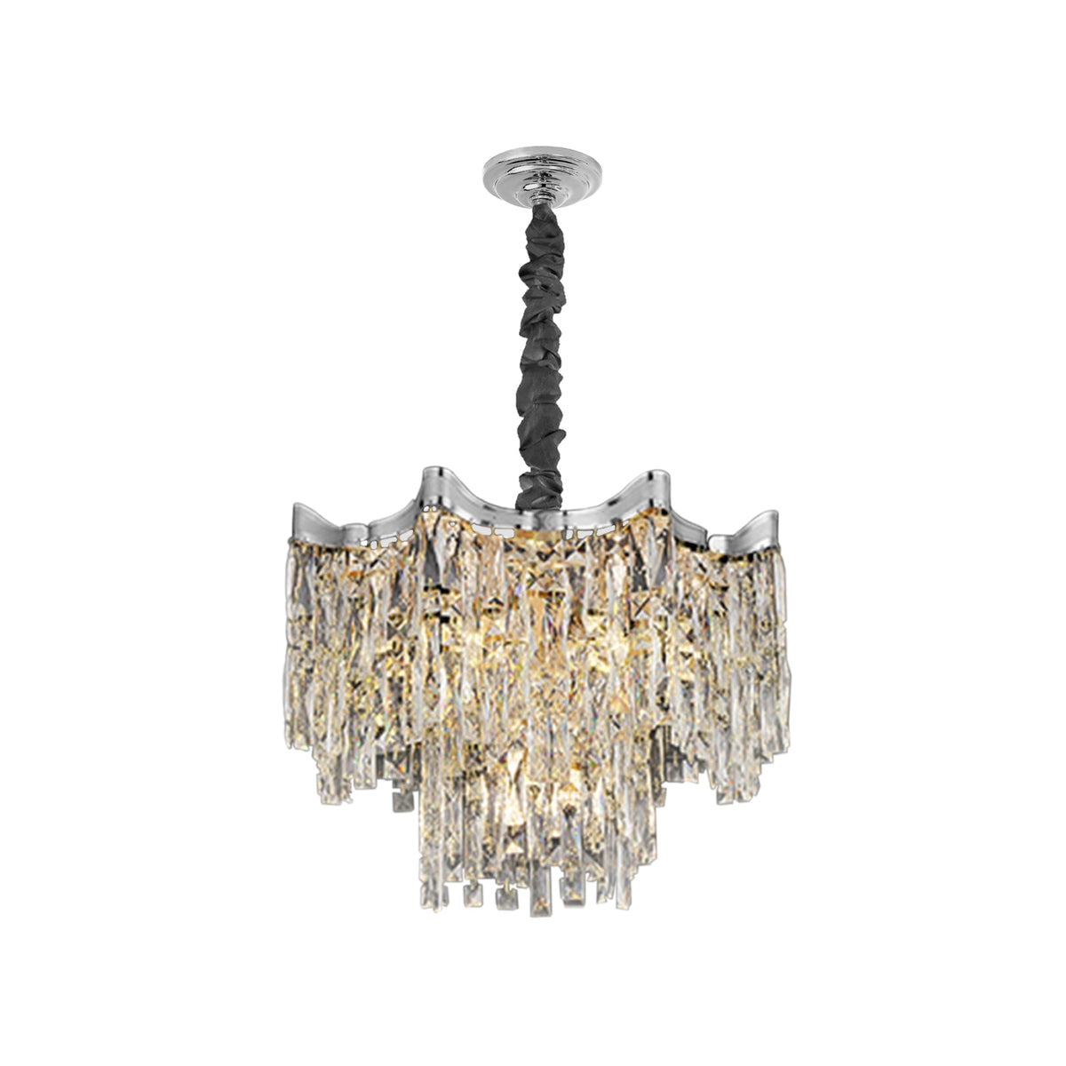 Crystal Lamp Shade - 50 cm with C35 LED Bulb 4W, Chrome, Single