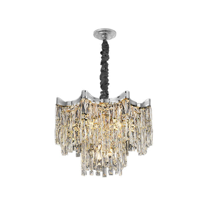 Crystal Lamp Shade - 50 cm with C35 LED Bulb 4W, Chrome, Single
