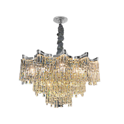 Crystal Lamp Shade - 60 cm with C35 LED Bulb 4W (LSCAEC600) (LSCAEC600CHLDMC35E144), Chrome, Single
