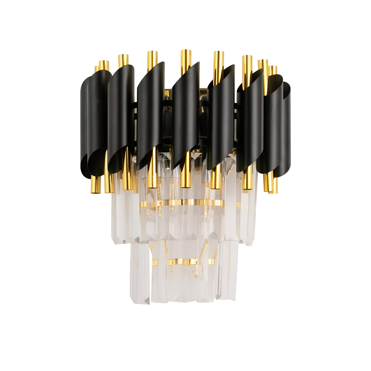 Crystal Wall Light – Black Frame or Gold Glass, 2 x E14 - Black Frame, No Shade, Without Bulb