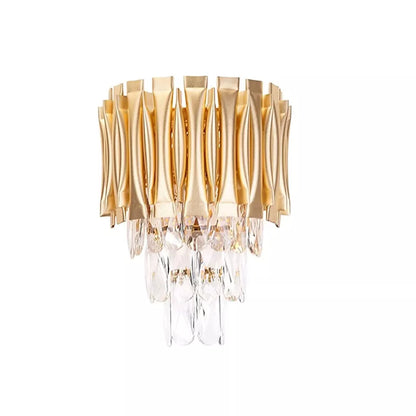 Crystal Wall Light – Black Frame or Gold Glass, 2 x E14 - Gold Glass, No Shade, C35 LED Bulb 4W