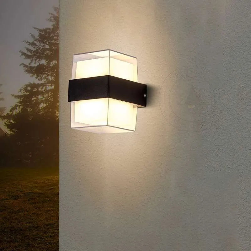 Cuboid Up Down LED Wall Light 12W IP54 – Black, Warm White - photo 7