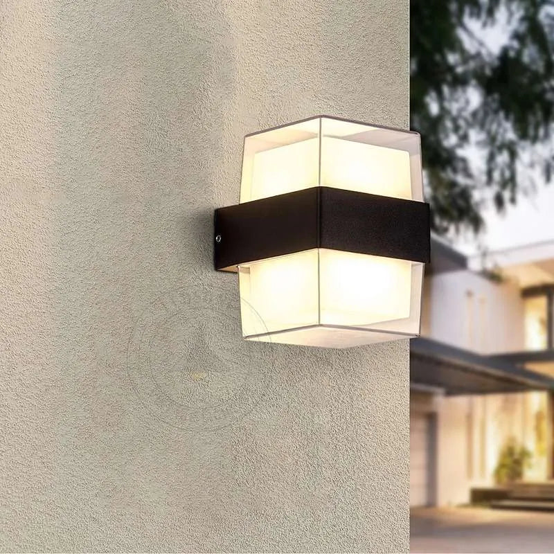 Cuboid Up Down LED Wall Light 12W IP54 – Black, Warm White