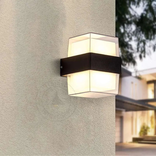 Cuboid Up Down LED Wall Light 12W IP54 – Black, Warm White