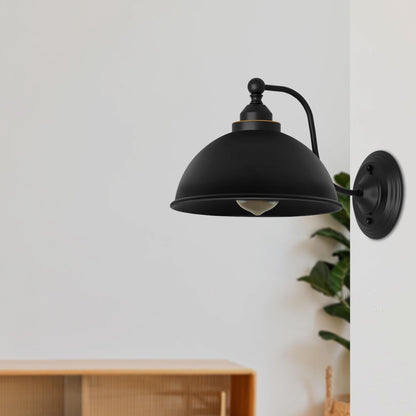 Curved Arm Wall Light Black with Shade – Dome, Retro Bell or Cage - photo 3