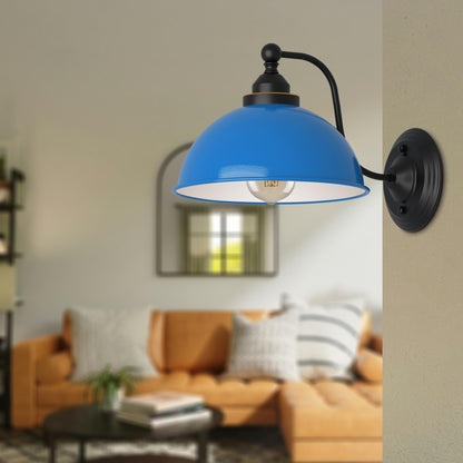 Curved Arm Wall Light Black with Shade – Dome, Retro Bell or Cage - photo 4
