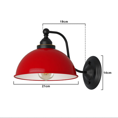 Curved Arm Wall Light Black with Shade – Dome, Retro Bell or Cage - photo 7