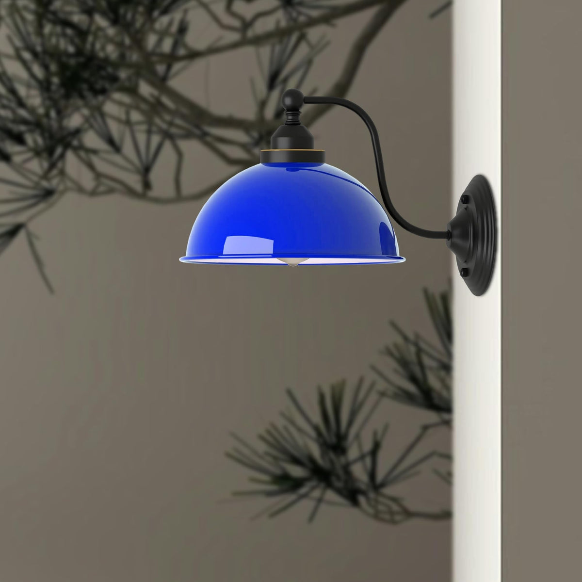 Curved Arm Wall Light Black with Shade – Dome, Retro Bell or Cage - photo 10