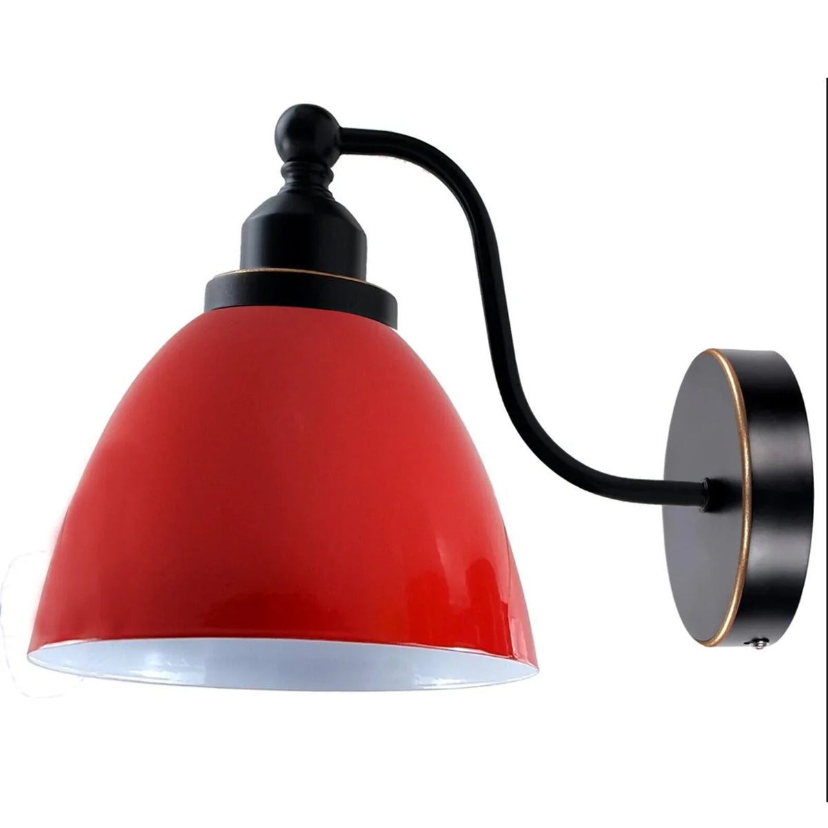 Curved Arm Wall Light Black with Shade – Dome, Retro Bell or Cage - photo 33