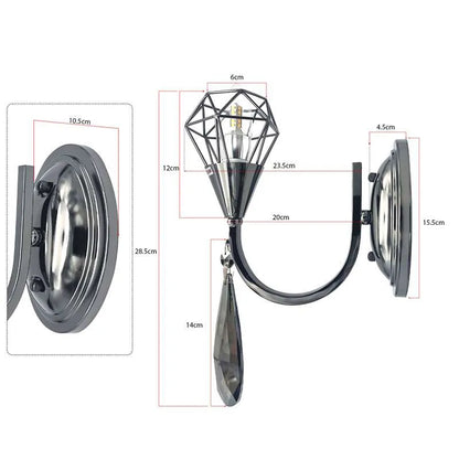 Curved Arm Wall Light with Diamond Cage & K9 Crystal – E14 - photo 2
