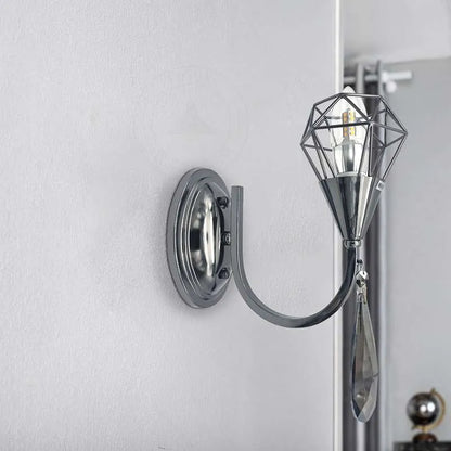 Curved Arm Wall Light with Diamond Cage & K9 Crystal – E14 - photo 5