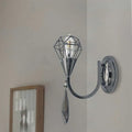 Curved Arm Wall Light with Diamond Cage & K9 Crystal – E14