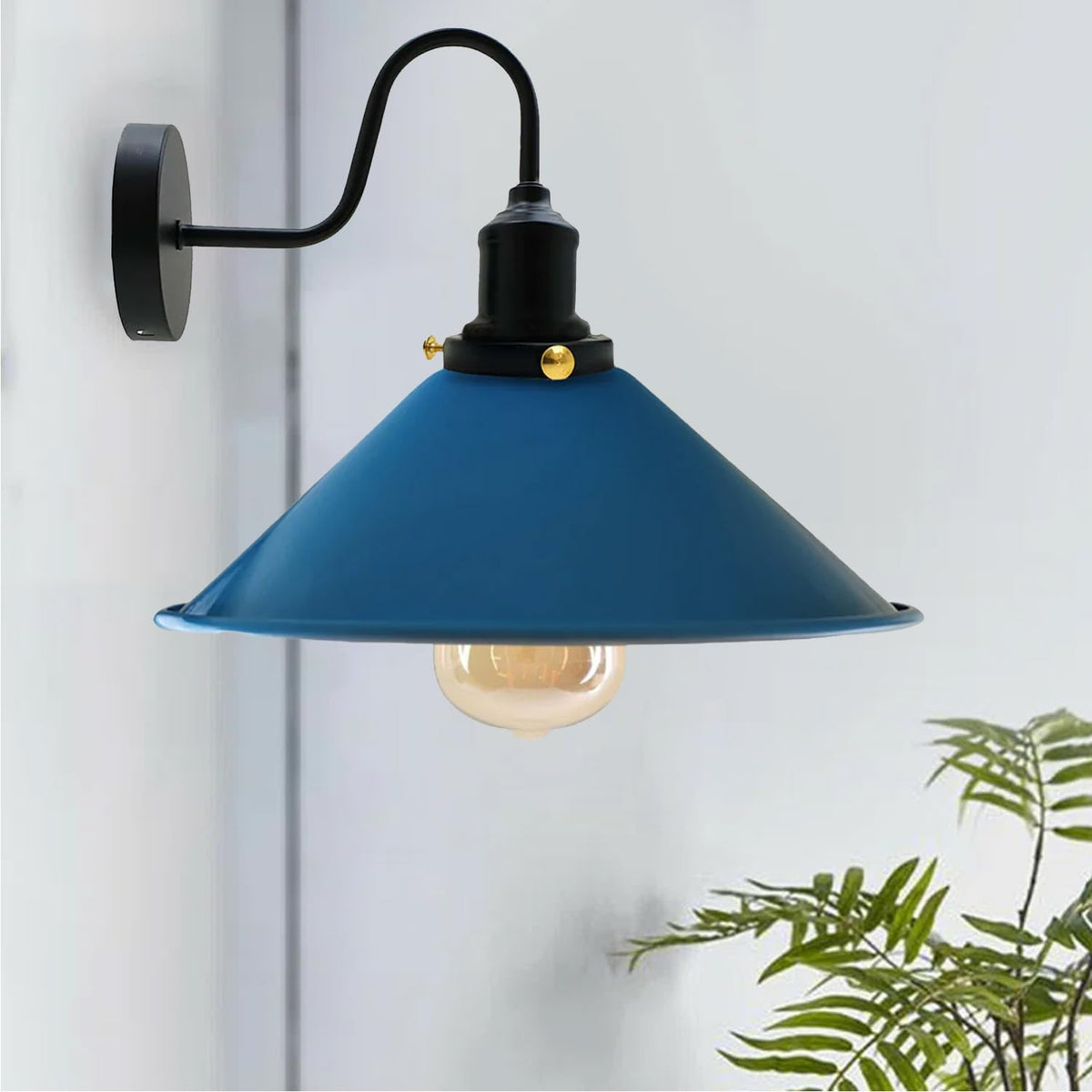 Curved Swan Neck Wall Light with Shade & ST64 Bulb – Black - photo 14