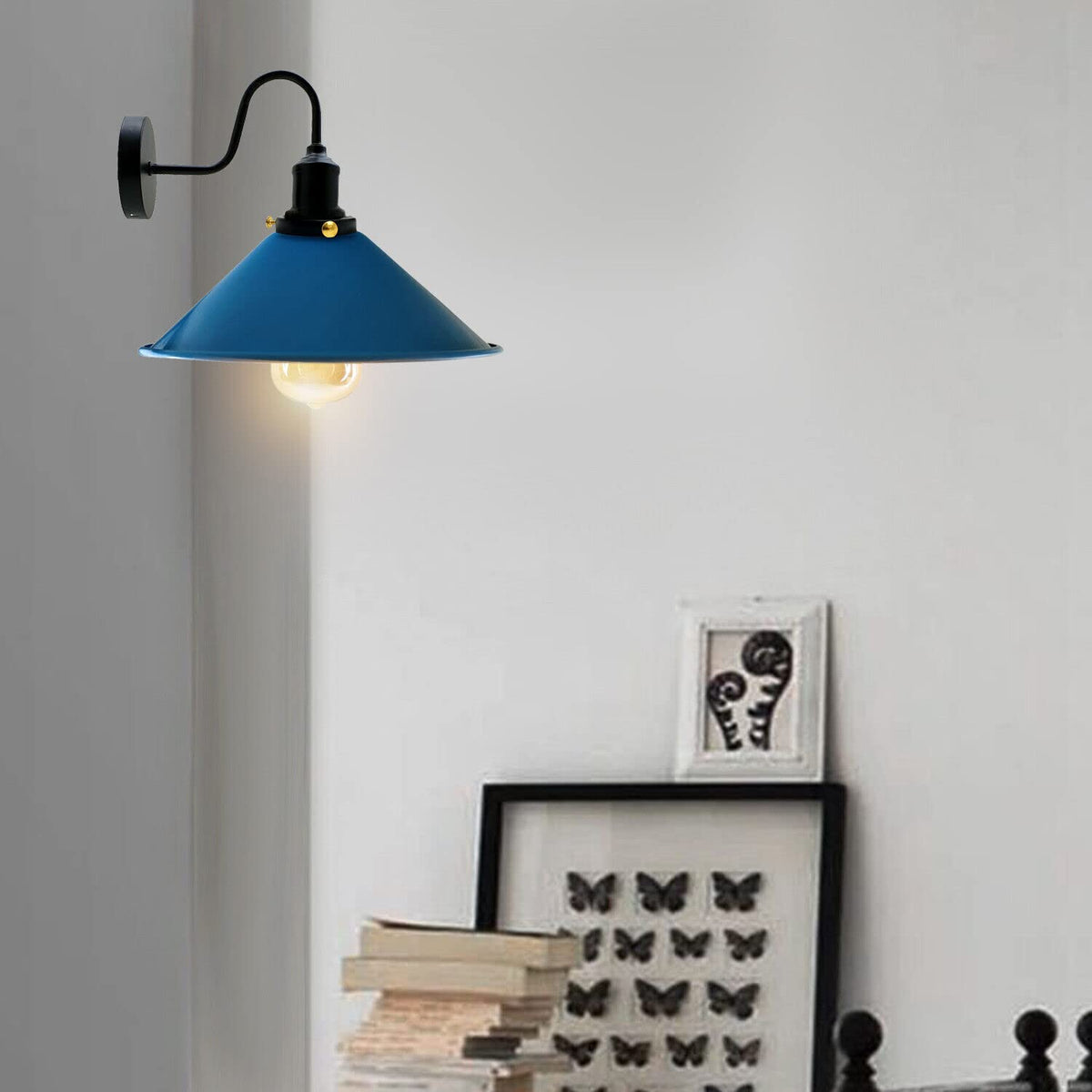 Curved Swan Neck Wall Light with Shade & ST64 Bulb – Black - photo 16