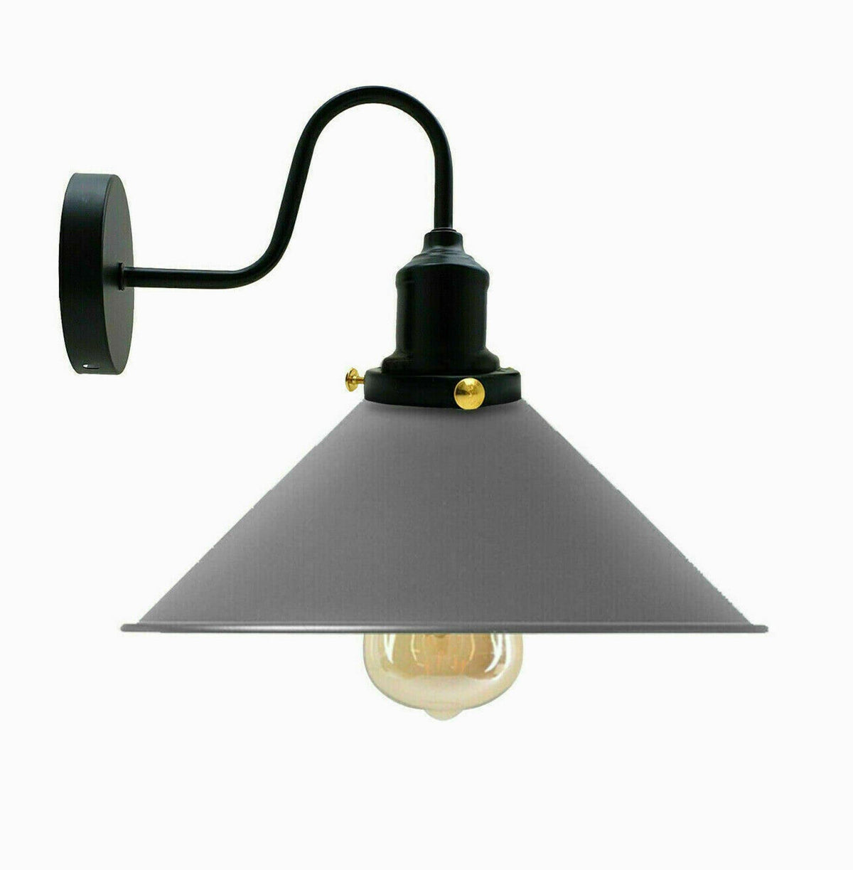Curved Swan Neck Wall Light with Shade & ST64 Bulb – Black - photo 20