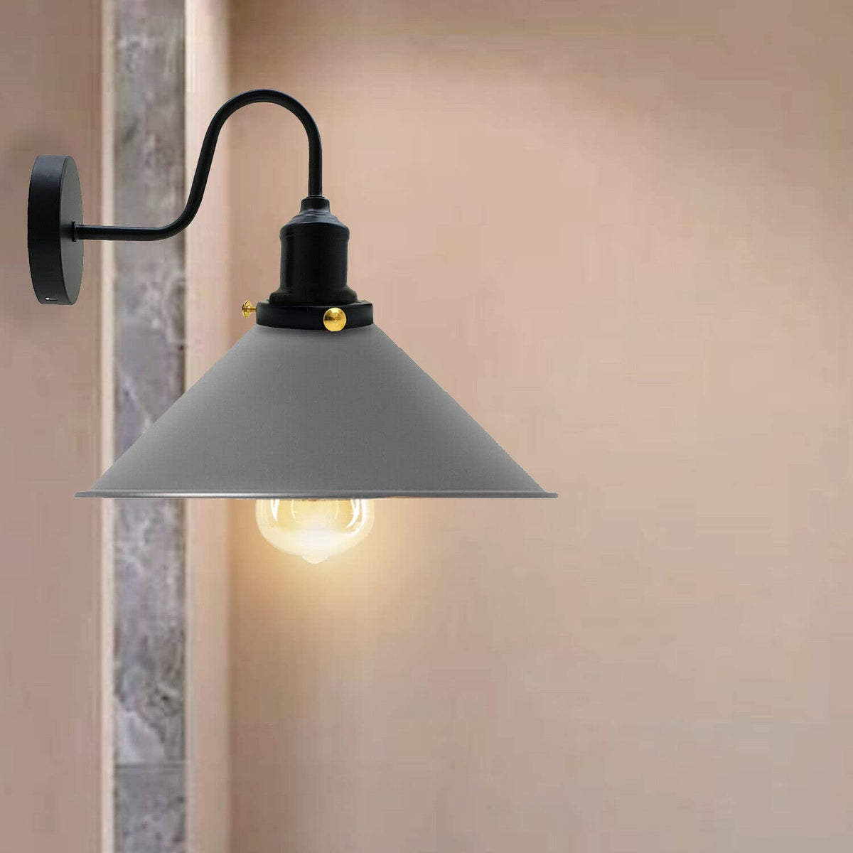 Curved Swan Neck Wall Light with Shade & ST64 Bulb – Black - photo 22