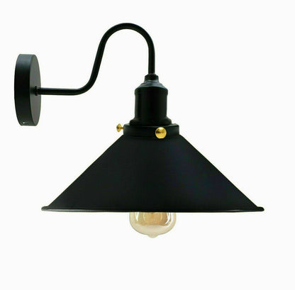 Curved Swan Neck Wall Light with Shade & ST64 Bulb – Black - photo 4