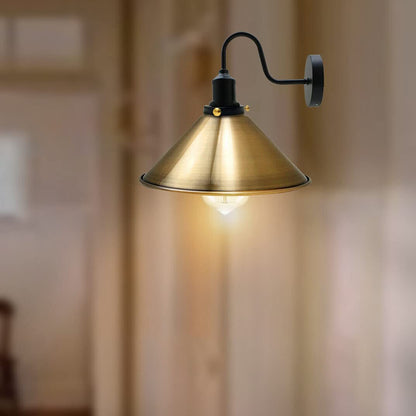 Curved Swan Neck Wall Light with Shade & ST64 Bulb – Black - photo 30