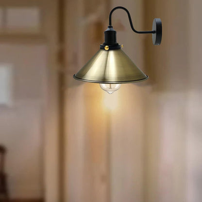 Curved Swan Neck Wall Light with Shade & ST64 Bulb – Black - photo 32