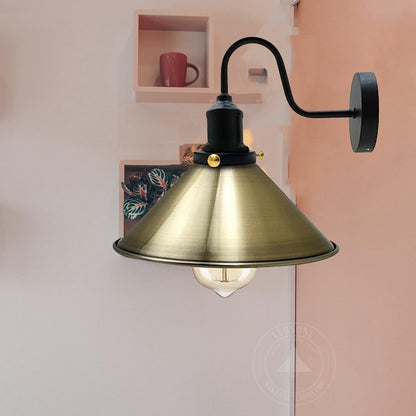 Curved Swan Neck Wall Light with Shade & ST64 Bulb – Black - photo 33