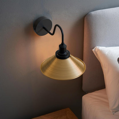 Curved Swan Neck Wall Light with Shade & ST64 Bulb – Black - photo 39