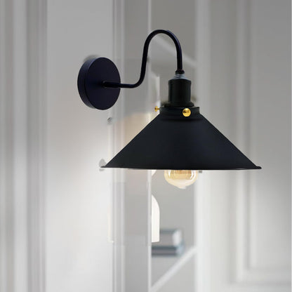 Curved Swan Neck Wall Light with Shade & ST64 Bulb – Black - photo 40