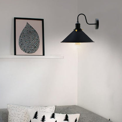 Curved Swan Neck Wall Light with Shade & ST64 Bulb – Black - photo 6
