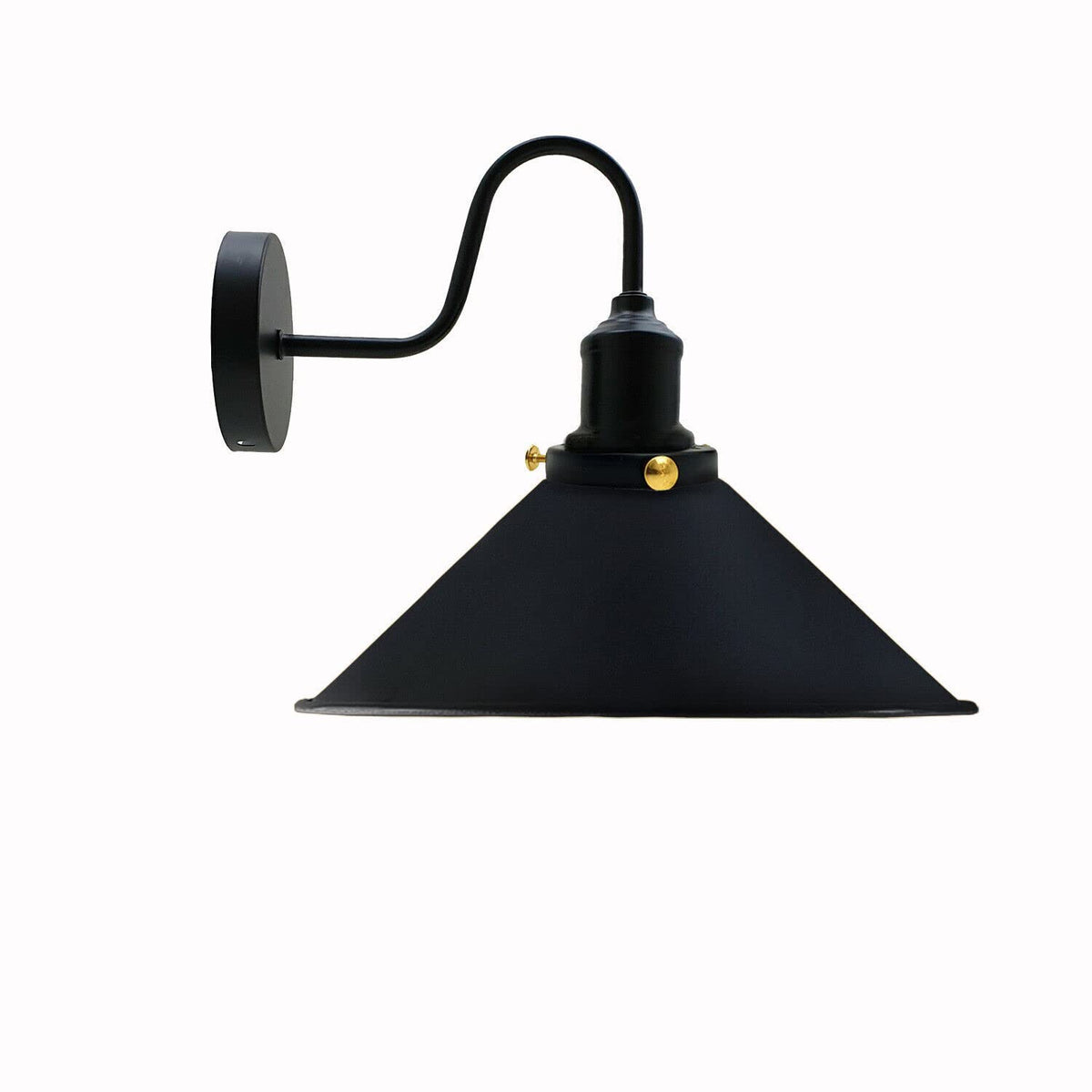 Curved Swan Neck Wall Light with Shade & ST64 Bulb – Black - photo 7