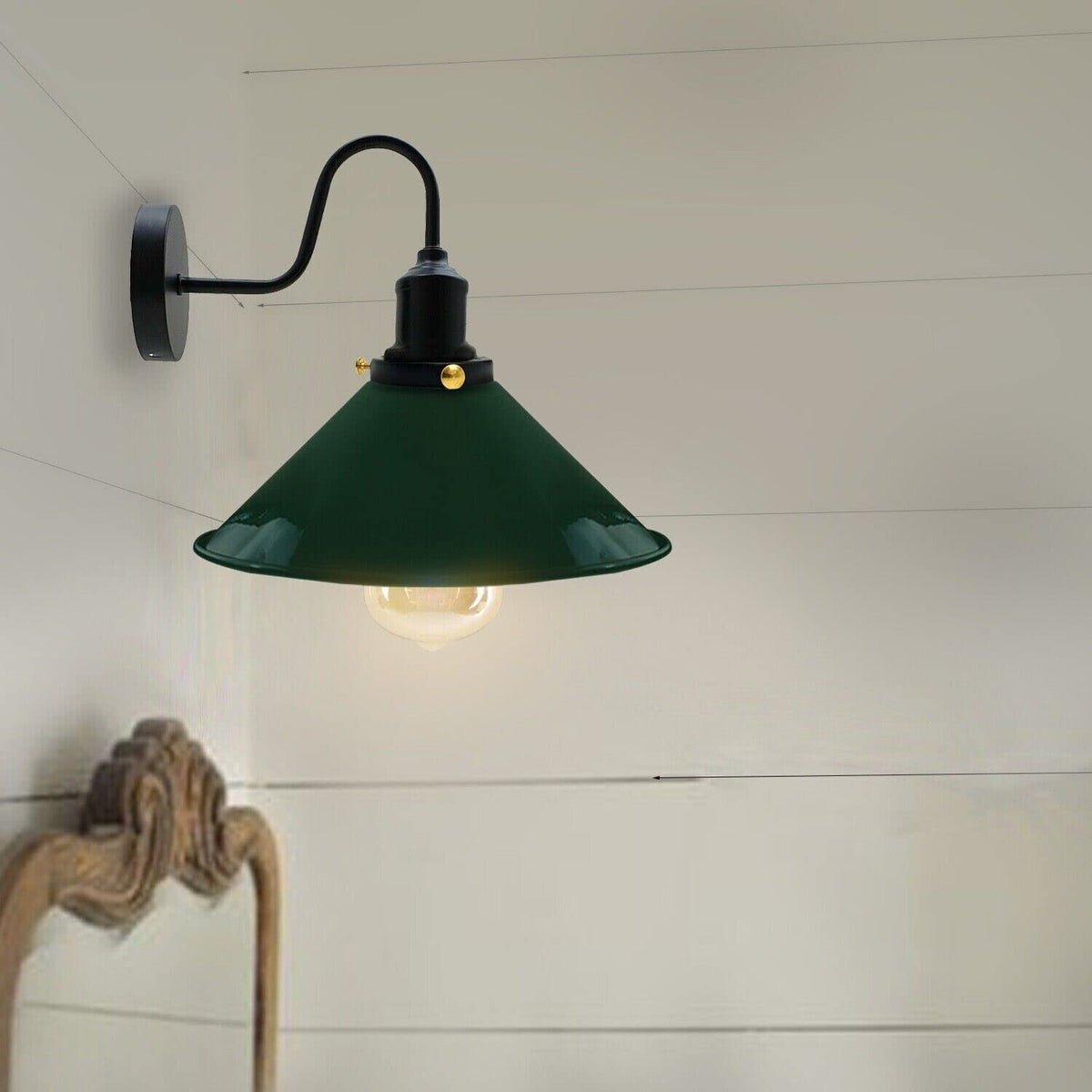 Curved Swan Neck Wall Light with Shade & ST64 Bulb – Black - photo 9