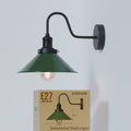 Curved Swan Neck Wall Light with Shade & ST64 Bulb – Black - Black, Flat Cone 22 cm Green, ST64 LED Bulb 4W