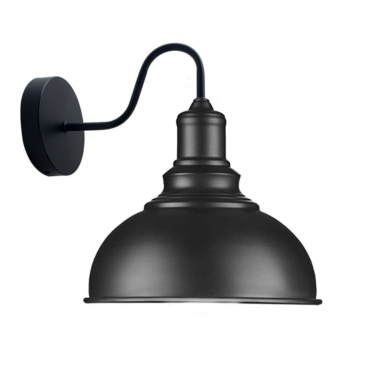 Curved Swan Neck Wall Light Black with Shade - Black, Curvy 21 cm Black, Without Bulb