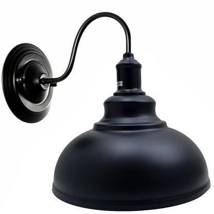 Curved Swan Neck Wall Light Black with Shade - Black, Curvy 29 cm Black 140 mm Rose, Without Bulb