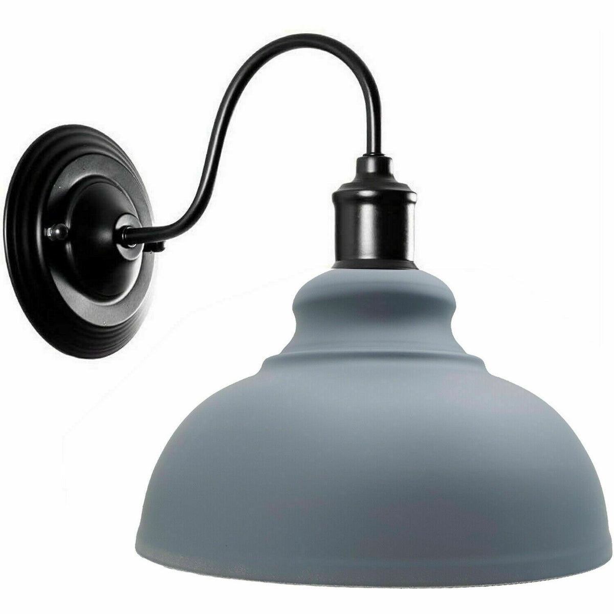 Curved Swan Neck Wall Light Black with Shade - Black, Curvy 29 cm Grey, Without Bulb