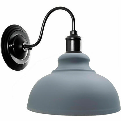 Curved Swan Neck Wall Light Black with Shade - Black, Curvy 29 cm Grey, Without Bulb