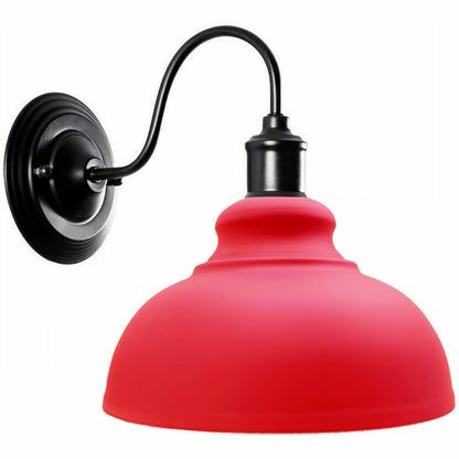 Curved Swan Neck Wall Light Black with Shade - Black, Curvy 29 cm Red, Without Bulb
