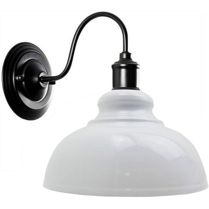 Curved Swan Neck Wall Light Black with Shade - Black, Curvy 29 cm White, Without Bulb