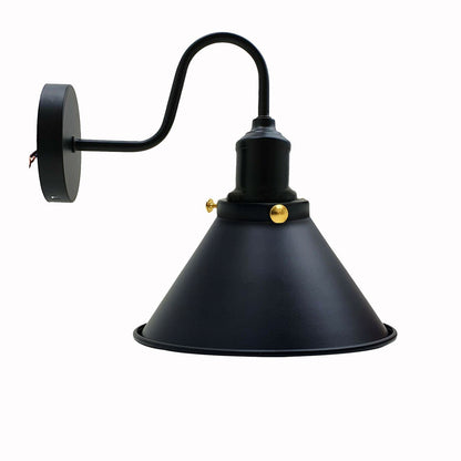 Curved Swan Neck Wall Light Black with Shade - Black, Small Cone 18 cm Black, Without Bulb